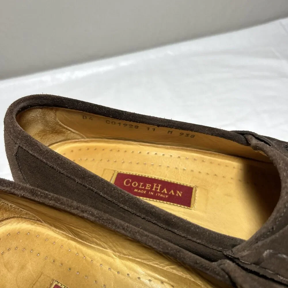 Cole Haan City VTG Italy Mens Suede Gold Horsebit Loafers Lug Sole Sz 11 M Brow